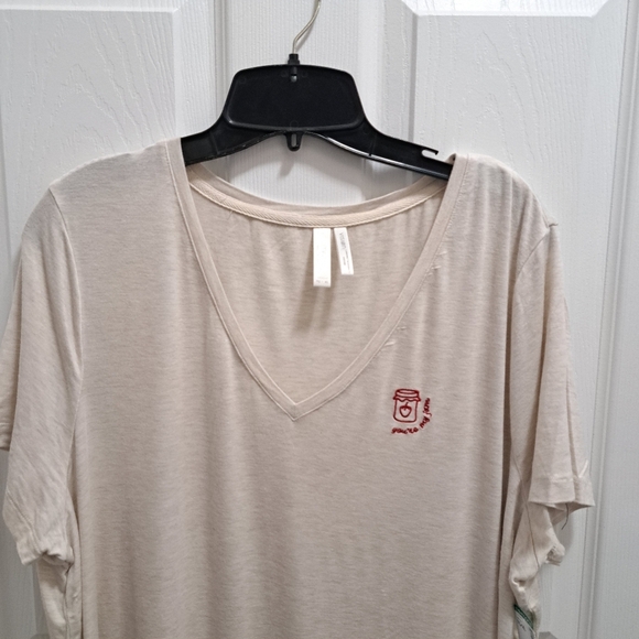 Miiyu | Simons PJ's Beige Sleep Dress V-neck Women's XL Embroidered Pyjama - Picture 11 of 13